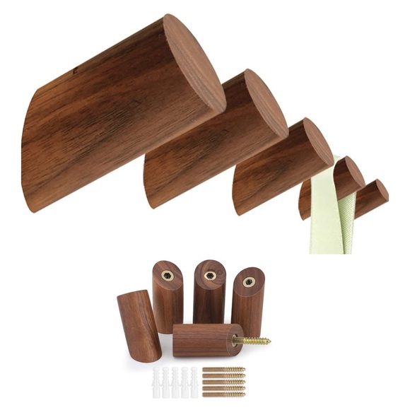 Set of 10 Walnut Wood Modern Wall Hooks NWT - Picture 15 of 15
